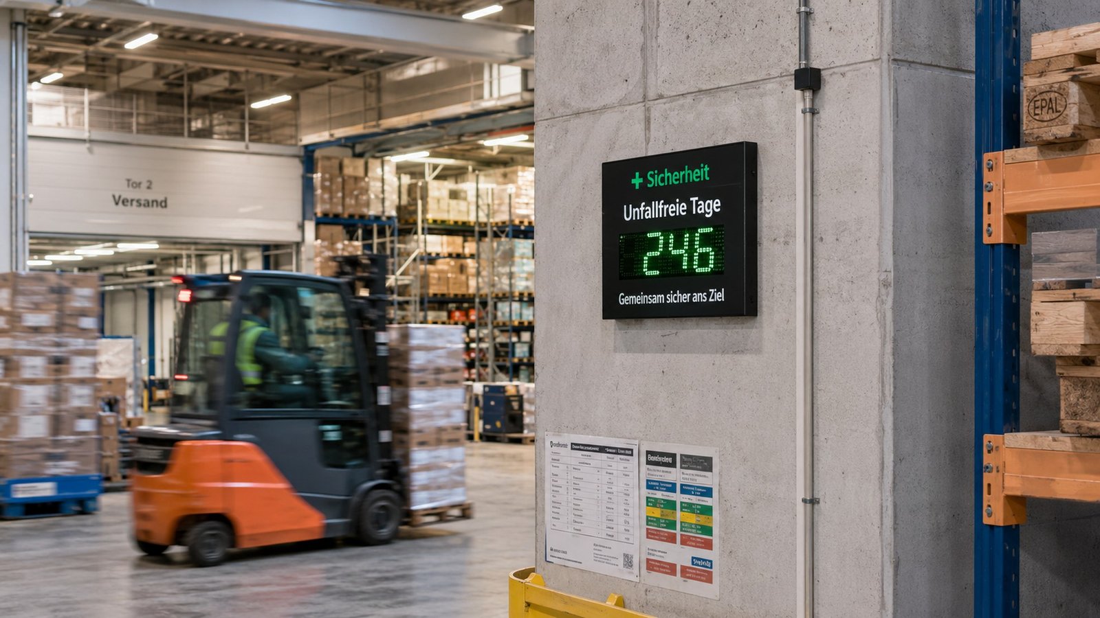 LED Unfallfreie Tage Anzeige mit Firmenlogo Skyleds Arbeitssicherheit