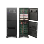 Rückansicht und geöffneter Innenaufbau eines Outdoor LED Mobile Videowall Displays