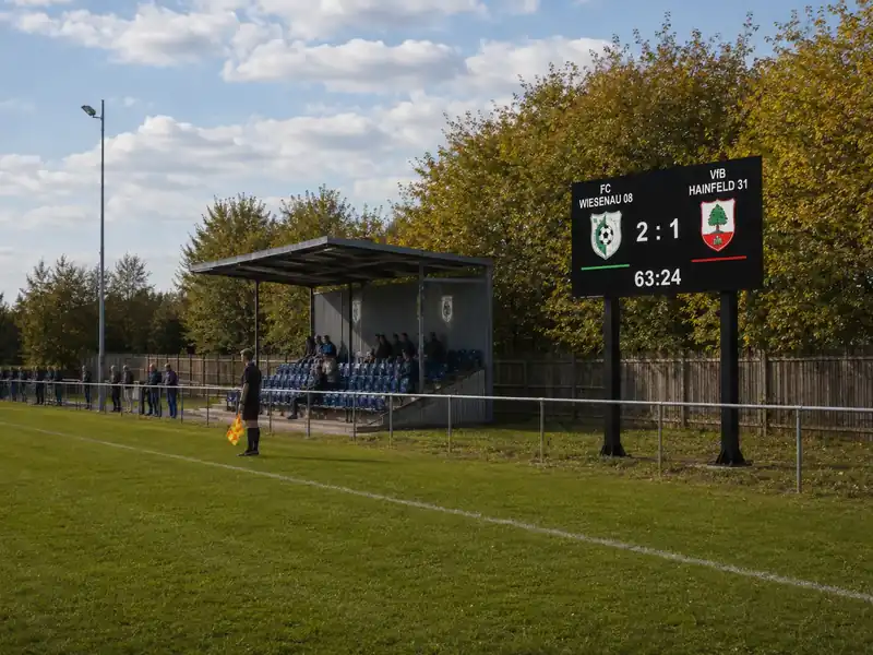 Outdoor LED Anzeige in Wandmontage als Beispiel für Sportanlagen