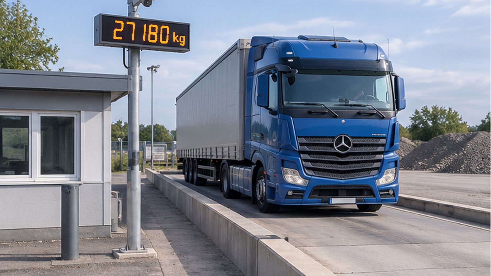LKW auf Fahrzeugwaage mit kompakter rahmenloser Skyleds LED-Gewichtsanzeige